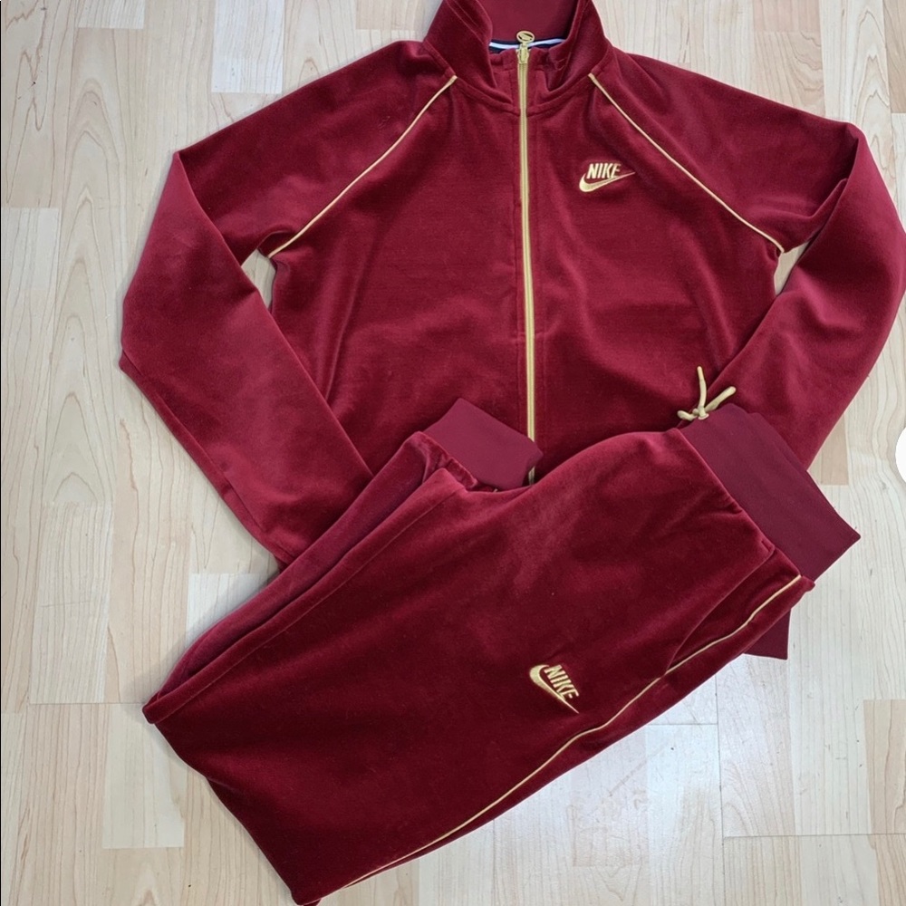 Burgundy Velour Tracksuit
